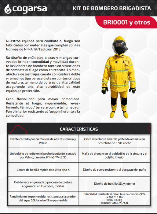 Kit Traje de Bombero Brigadista