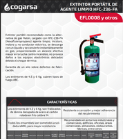 Extintor portátil de Agente Limpio HFC-236-FA