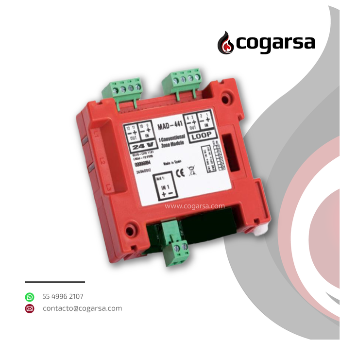 Módulo Analógico Monitor de 1 zona Convencional MAD-441 DETNOV