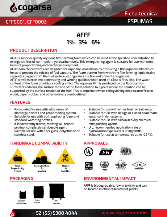 Espuma AFFF 3% 20L UL 162 COFISS
