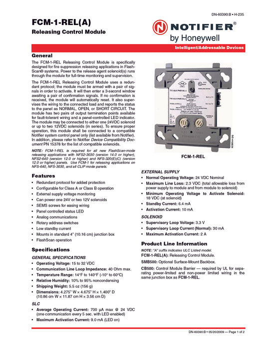 FCM-1-REL MÓDULO DE CONTROL DE DESCARGA