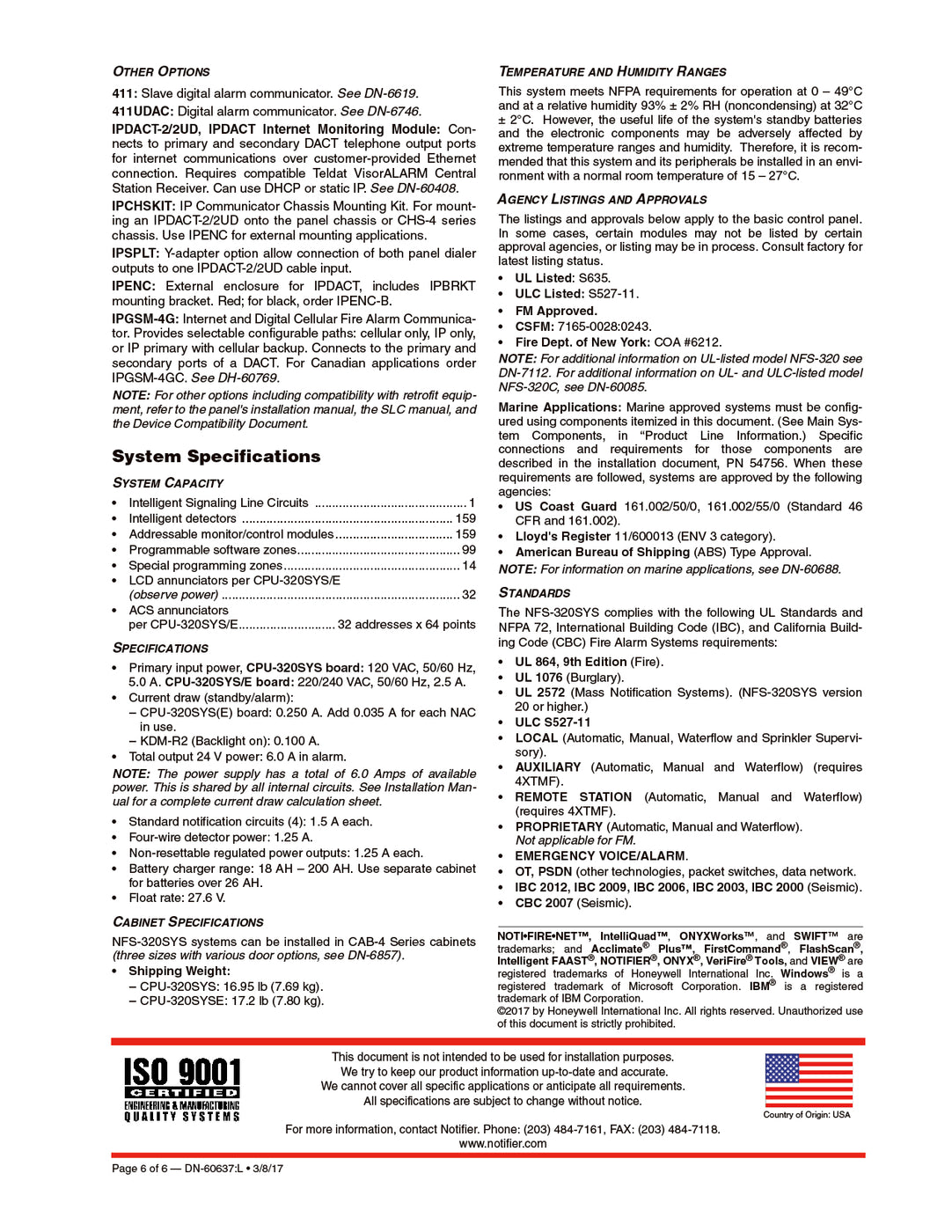NFS-320 PANEL DE DETECCIÓN DE INCENDIO — COGARSA