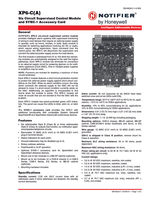 XP6-C MÓDULO DE CONTROL DE 6 SALIDAS