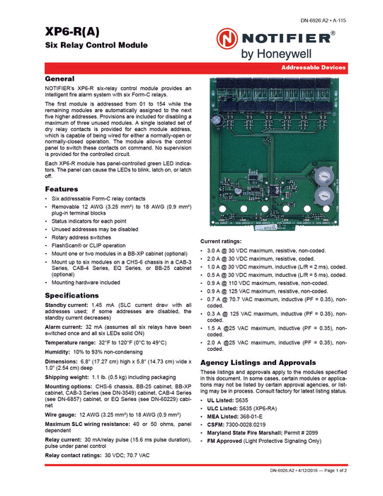 XP6-R MÓDULO DE CONTROL DE SEIS RELEVADORES